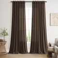 Chocolate Linen Blend Light Filtering Back Tab Curtains 96 Inches Long by Nanspring
