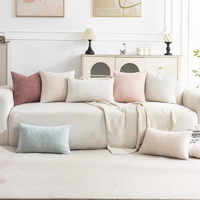 Set of 4 Soft Textured Decorative Throw Pillow Covers 22x22 Inch Cozy Farmhouse - Image 3