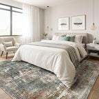 LOONGRUG 7x9 Area Rug Washable Large Neutral Modern Living Room Rugs | Abstract - Image 4