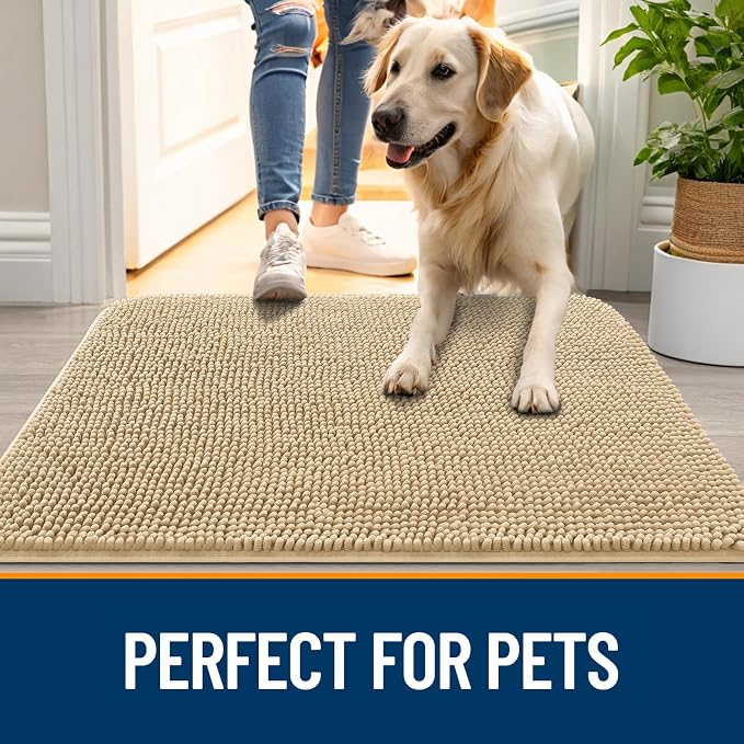 OLANLY Dog Door Mat for Muddy Paws 45x27, Super Absorbent Chenille Mud Mat | - Image 6