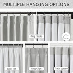 Vision Home Light Grey Pinch Pleated Full Blackout Curtains Linen Blended Room - Image 3