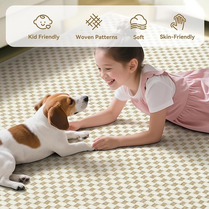 Kitchen Runner Rug Mat Non Slip Hallway Runner Washable Beige 2x6 ft | Boho - Image 4