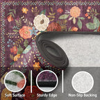 Purple Floral Hallway Runner Rug 2x10 - Image 3