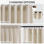 Living Room Curtains 72 Inch Length Linen Boho Luxury Light Filtering Semi - Image 2