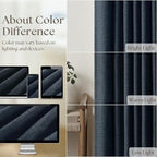 Navy Pinch Pleated Linen Semi Sheer Short Curtains 45 Inch Length 2 Panels | - Image 4