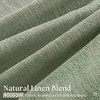 Sage Green Pinch Pleated Linen Semi Sheer Curtains 45 Inch Length 2 Panels | - Image 3