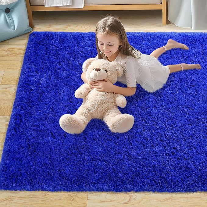 Pionblank Large Rug for Living Room 6x9, Modern Shag Area Rug, Royal Blue | - Image 8