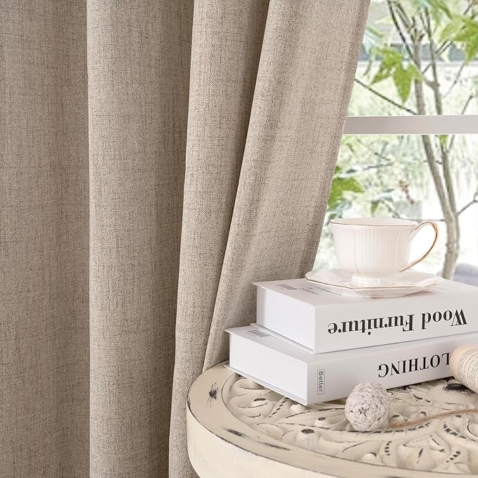 YoungsTex Linen Curtains 63 Inches Length 2 Panels - Image 8