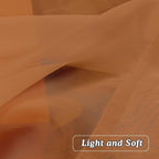 Orange Sheer Curtains 36 inches Long, Short Kitchen Window Treatment Solid - Image 5