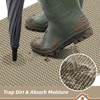 BEQHAUSE Dirt Trapper Door Mat 26" x 40" Half Circle Non Slip, Light Beige | - Image 3