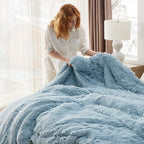 Bedsure GentleSoft Fluffy Light Blue King Size Blanket - Image 5
