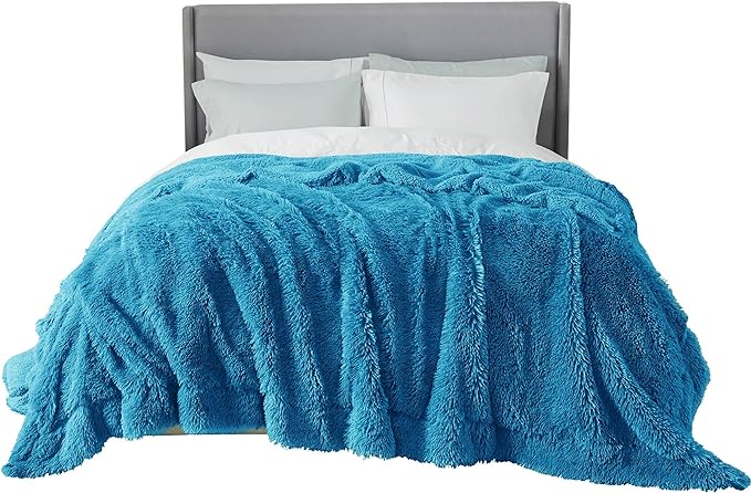 Bedsure GentleSoft Fluffy Bright Blue Blankets Queen Size by Unknown