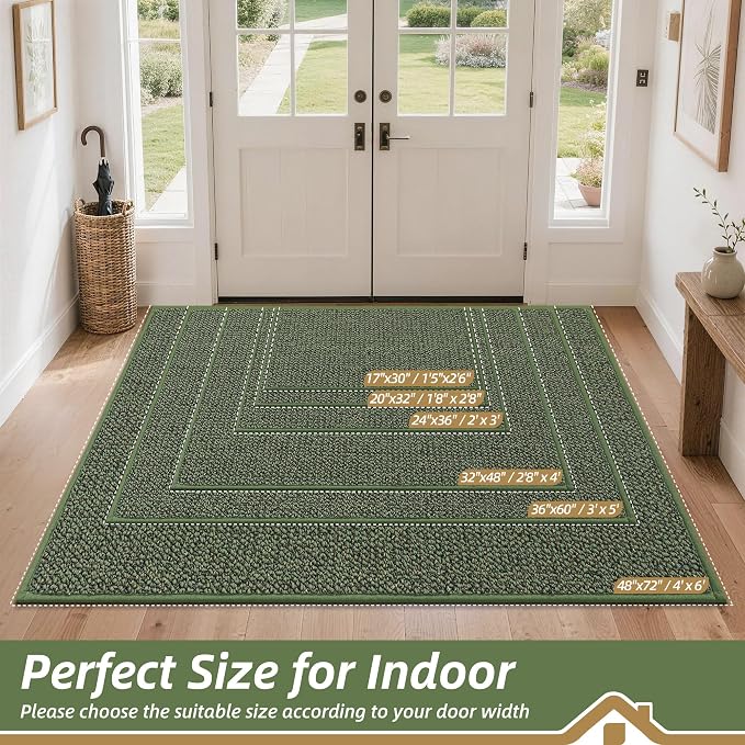 BEQHAUSE Dirt Trapper Door Mat 48" x 72", Non-Slip Washable Doormats, Low - Image 2