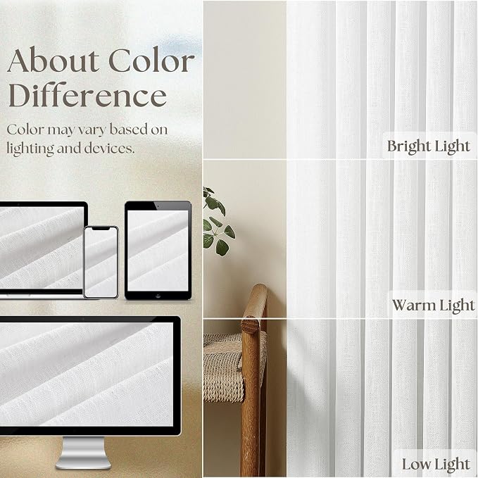 100 Inch Linen Pleated Curtains 2 Panels - Image 4
