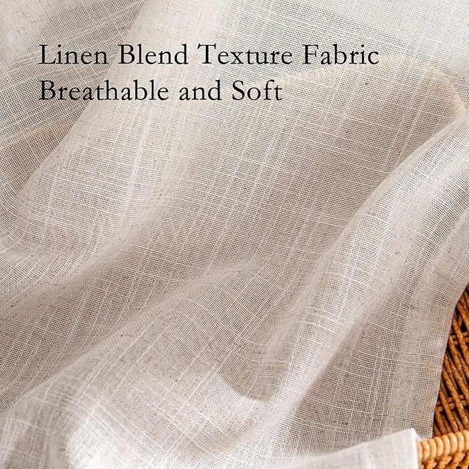 MYSKY HOME Boho Curtains 72 Inch Length, Natural Linen Semi Sheer Drapes - Image 5