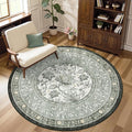 GarveeHome Provence Fog Gray Botanical Grove 6ft Round Rug, Small Circle by GarveeHome