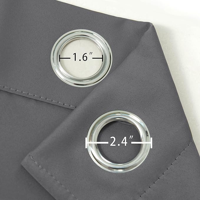 Grey Blackout Curtains 42 x 63 Inch Length/Set of 2 Curtain Panels/Thermal - Image 6