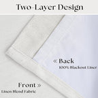 Beige White Pinch Pleated 100% Blackout Linen Curtains W60xL120 1 Panel | Black - Image 3