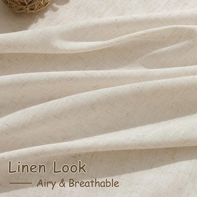 Linen Curtains 70 Inch Length for Living Room Back Tab Semi Sheer Light - Image 4
