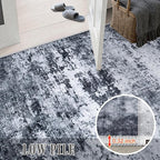 3x10 Washable Runner Rug：Modern Abstract Kitchen Carpet Black | - Image 9