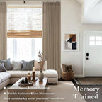 Pinch Pleated Memory Trained Linen Semi Sheer Brown Latte Curtains 50Wx90L | - Image 7
