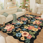 DUKINO 6x9 Area Rugs, Floral Washable Rug by DUKINO