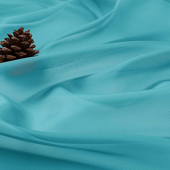 Turquoise Sheer Curtains 63 Inches Long 2 Panels Set, Light Filtering Sheer - Image 4