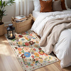 Beige Floral Hallway Runner Rug 2x5 - Image 2