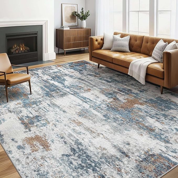 LOONGRUG 6x9 Area Rugs Washable Neutral Modern Living Room Rug Teal Rust | by LOONGRUG