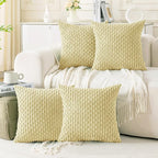 Set of 4 Pale Yellow Decorative Throw Pillow Covers 16x16 Inch Corduroy Pillow by Cozoomy