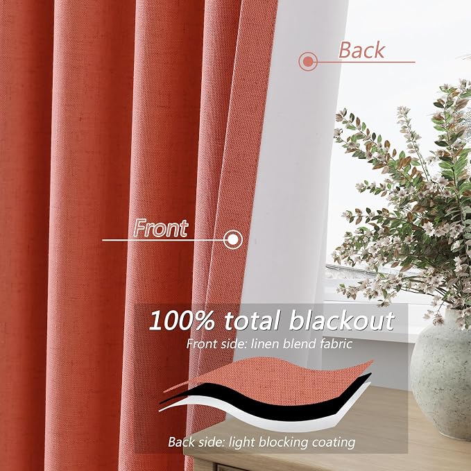 100% Blackout Curtains 90 Inch Length 2 Panels Set - Image 4