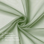 Sage Green Sheer Curtains 84 Inches Long 2 Panels Set, Solid Voile Light - Image 3