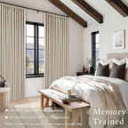 Oatmeal Beige 70 Inch Extra Wide 100% Blackout Curtain 84 Inches Long | Pinch - Image 5