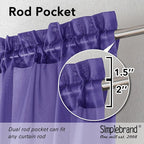 Simplebrand Purple Sheer Curtains 96 Inches Long, Light Filtering Rod Pocket - Image 2