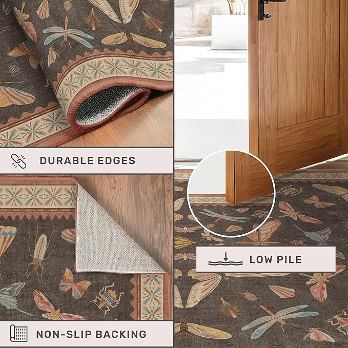 Brown 2x5 Entryway Runner Rug, Washable Non Slip Carpet - Image 4