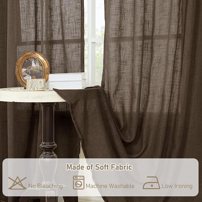 Brown Linen Curtains 48 Inch Length - Image 9