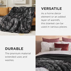 Bedsure GentleSoft Fluffy Tie Dye Black King Size Blanket - Image 4