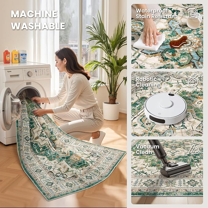 5x7 Area Rugs for Living Room, Large Washable Rug, Dining Room, Low Pile - Image 5