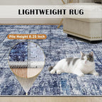 8x10 Washable Area Rug for Living Room Bedroom: Non-Slip Modern Navy Blue | - Image 6