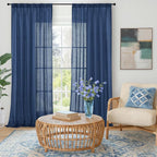 BGment Linen Navy Blue Curtains 90 Inch Length - Image 2