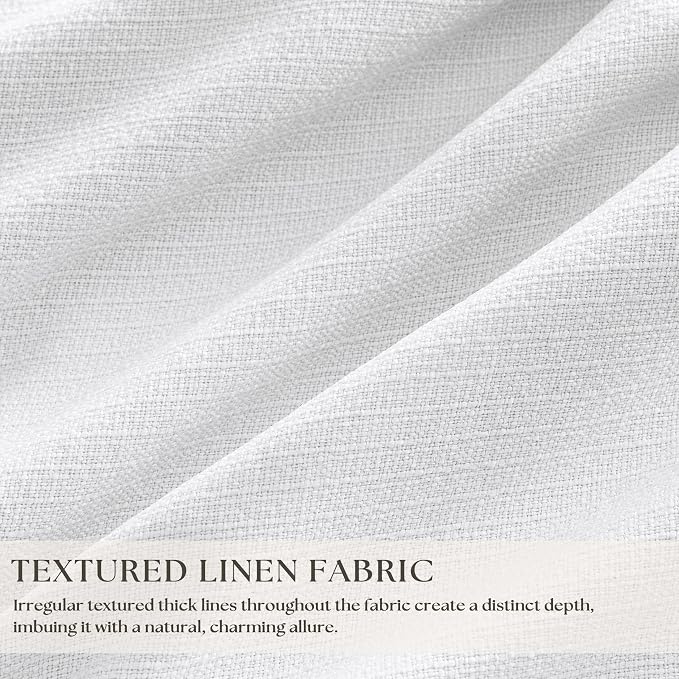 Snow White Pleated Linen 100% Blackout Curtains 105 Inches Long | Pinch Pleat - Image 3