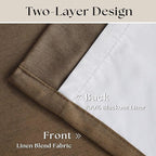 Dutch Cocoa Pinch Pleated Full Blackout Curtains Linen Blend 80 Inches Long | - Image 4