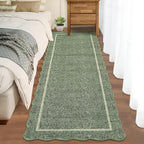 GarveeHome Scalloped Washable Runner Rug 2x6 Non Slip Kitchen Rugs Green | - Image 8