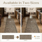2x10 Brown Vintage Floral Washable Runner Rug - Image 10