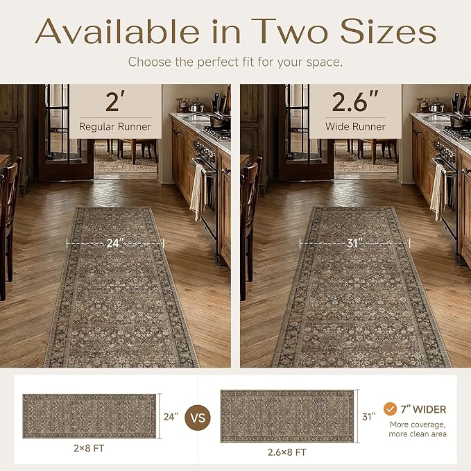 2x5 Brown Vintage Floral Washable Area Rug - Image 10