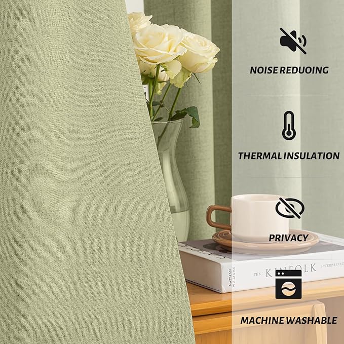 Yakamok Sage Linen Textured Curtains 96 Inches Long - Image 5