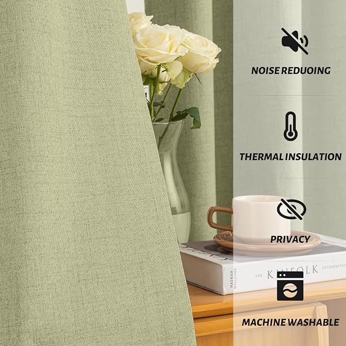 Yakamok Sage Linen Textured Curtains 72 Inches Long - Image 5