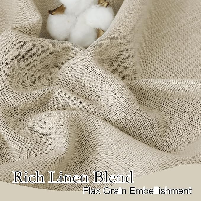 RYB HOME Semi Sheer Curtains 84 inches Long Linen Textured Blend Light Glare - Image 3