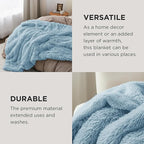 Bedsure GentleSoft Fluffy Light Blue Blankets Queen Size - Image 4