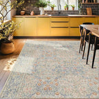 Boho Beige Blue Living Room Rug 6x8 - Image 6